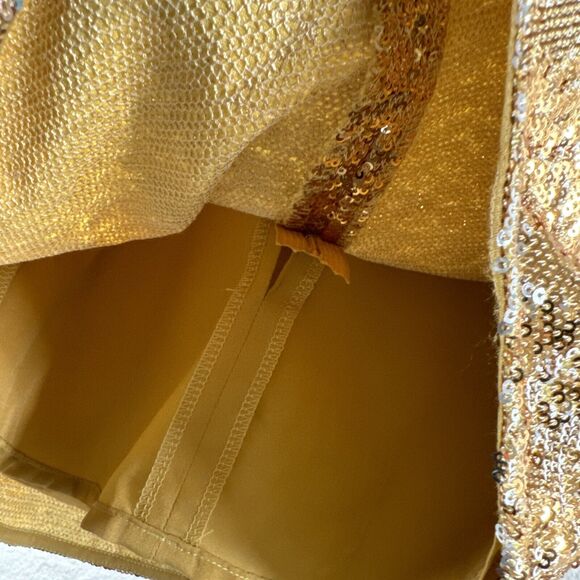 Formal Kid Girl Dress Gold Sequin Elegant Zipper Tie Shoulder Size 6 by … - Picture 11 of 13